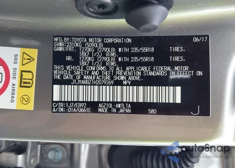 2017 Lexus Nx 200T F Sport из США, поврежденный, VIN JTJYARBZ1H2079269